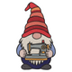Gnome with Sewing Machine Embroidery Design, Instant Download