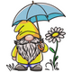 Gnome with Umbrella and Daisy Embroidery Design V2, Instant Download