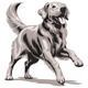 Golden Retriever Dog Embroidery Design, Pencil Sketch Trotting Pup