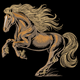 Golden Stallion Embroidery Design, Instant Download