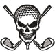 Golf Skull Crossed Clubs Embroidery Design, Instant Download