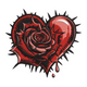Gothic Rose Heart Embroidery Design, Dark Valentine Floral Pattern, Instant Download