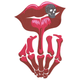 Gothic Skeleton Hand Heart Embroidery Design, Lips Skull Y2K Pattern, Instant Download