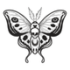 Gothic Skull Moth Embroidery Design, Instant Download
