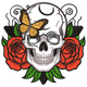 Gothic Skull Rose Butterfly Embroidery Design, Machine Embroidery Pattern, Instant Download
