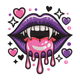 Gothic Vampire Lips Embroidery Design, Halloween Pattern, Instant Download