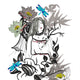 Gothic Woman with Flowers & Dragonflies Embroidery Design, Instant Download