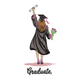 Graduate Embroidery Design, Female Graduate Cap and Gown Pattern, Instant Download