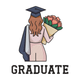 Graduate Girl with Roses Embroidery Design, Pattern