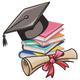Graduation Cap with Books and Diploma Embroidery Design, Instant Download