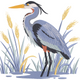 Great Blue Heron Bird Embroidery Design, Instant Download