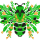 Green Bee Floral Embroidery Design, Instant Download