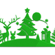 Green Christmas Deer Village Embroidery Design, Winter Machine Embroidery Pattern, Instant Download