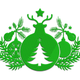 Green Christmas Ornament Reindeer Embroidery Design, Instant Download