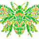 Green Leaf Butterfly Pattern Embroidery Design, Instant Download