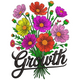 Growth Floral Quote Embroidery Design V2, Instant Download