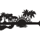 Guitar Sunset Palm Embroidery Design, Instant Download