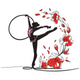 Gymnast Hoop Floral Embroidery Design, Instant Download