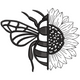 Half Bee Half Sunflower Embroidery Design, Instant Download