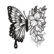 Half Butterfly Half Floral Embroidery Design, Instant Download