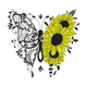 Half Butterfly Half Sunflower Floral Embroidery Design, Machine Embroidery Pattern, Instant Download