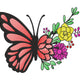 Half Butterfly with Flowers Embroidery Design, Instant Download