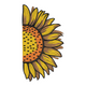 Half Sunflower Embroidery Design, Botanical Summer Floral Pattern