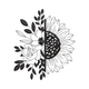 Half Sunflower with Floral Botanical Embroidery Design, Machine Embroidery Pattern, Instant Download