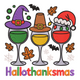 Hallothanksmas Wine Glasses Embroidery Design, Three Holiday Wine Glasses Pattern, Instant Download