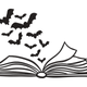 Halloween Bats & Book Embroidery Design, Spooky Open Book Machine Embroidery Pattern, Instant Download