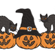 Halloween Cats with Witch Hat Embroidery Design, Instant Download