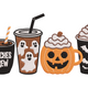 Halloween Coffee Drinks Embroidery Design, Halloween Pattern, Instant Download