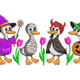 Halloween Costume Ducks Embroidery Design, Funny Duck in Costume Machine Embroidery Pattern, Instant Download
