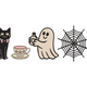 Halloween Ghost Cat Tea Party Embroidery Design, Halloween Machine Embroidery Pattern, Instant Download