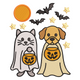 Halloween Ghost Cat and Dog Embroidery Design, Spooky Pet Ghost Machine Embroidery Pattern, Instant Download
