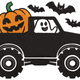 Halloween Ghost Truck with Pumpkin Embroidery Design, Instant Download
