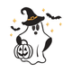 Halloween Ghost With Witch Hat & Pumpkin Embroidery Design, Spooky Ghost Machine Embroidery Pattern, Instant Download