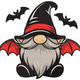 Halloween Gnome Bat Embroidery Design, Spooky Gnome Machine Embroidery Pattern, Instant Download
