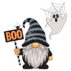 Halloween Gnome Boo Sign Embroidery Design, Gnome Halloween Machine Embroidery Pattern, Instant Download