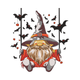 Halloween Gnome on Swing Embroidery Design, Instant Download