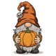 Halloween Gnome with Pumpkin Embroidery Design, Instant Download