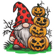 Halloween Gnome with Pumpkins Embroidery Design, Instant Download