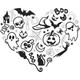 Halloween Heart Doodle Embroidery Design, Instant Download
