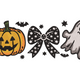 Halloween Pumpkin Bow Ghost Embroidery Design, Instant Download