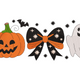 Halloween Pumpkin Bow & Ghost Embroidery Design, Instant Download