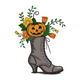Halloween Pumpkin Floral Boot Embroidery Design, Cowboy Boot Pattern, Instant Download