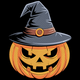 Halloween Pumpkin Witch Hat Embroidery Design V2, Instant Download