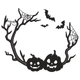 Halloween Pumpkin & Bat Frame Embroidery Design, Instant Download
