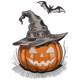 Halloween Pumpkin with Witch Hat Embroidery Design, Jack-o-Lantern Machine Embroidery Pattern, Instant Download