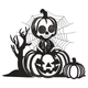 Halloween Skeleton Pumpkin Embroidery Design, Instant Download